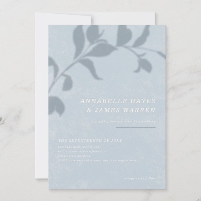Ombre botanique Faire-part de mariage - Bleu (Devant)