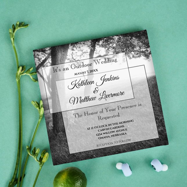 Ombre extérieure Noir & Blanc Mariage Invitations (Créateur téléchargé)