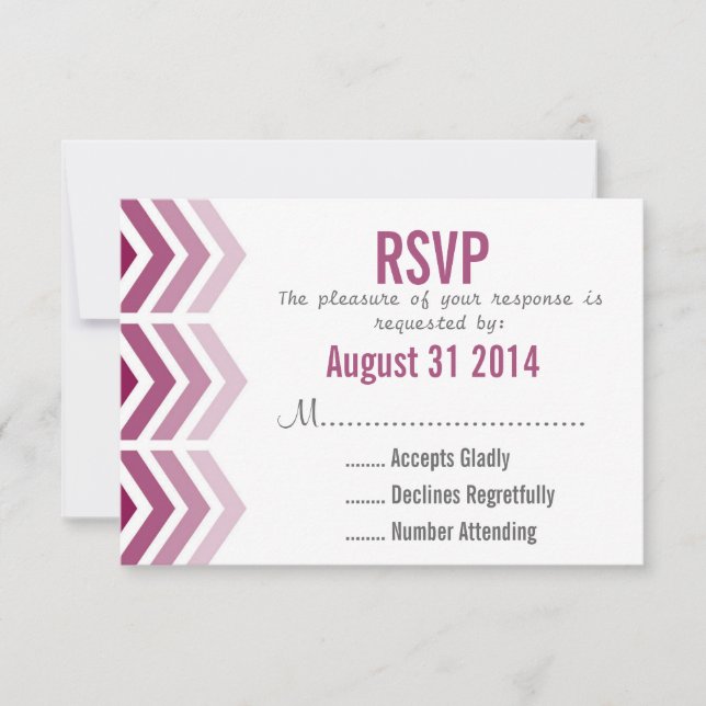 Ombre Flèches moderne Chevron Wedding carte RSVP (Devant)