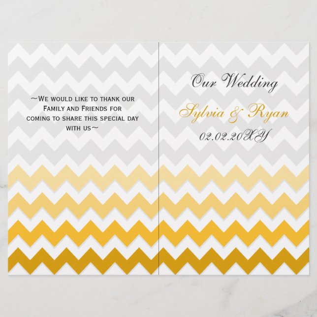 Ombre jaune Chevron plié programme de mariage (Devant)