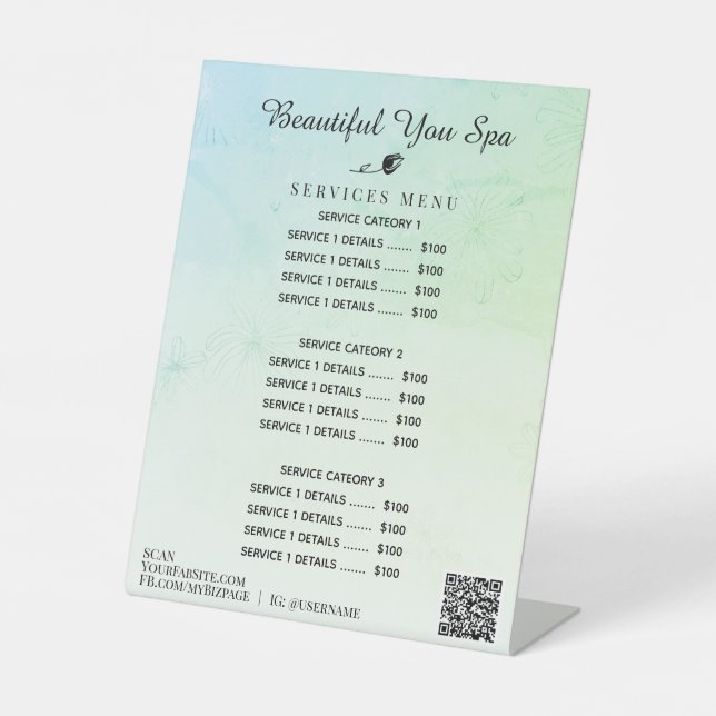 *~* Ombre Patel Mint Panneau Pedestal de table Jau (Recto)