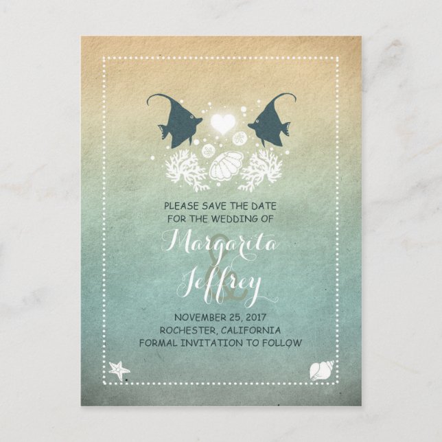 Ombre plage mignonne enregistrer la date cartes po (Devant)