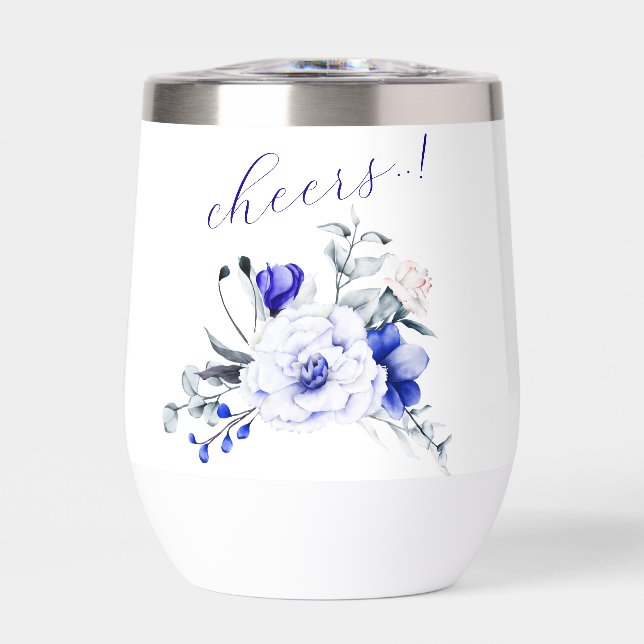 Ombre Royal Blue Ivory Floral Mariage (Avant)