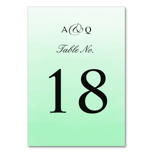 Ombre verte à la menthe | Numéro de table mariage (Par défaut)