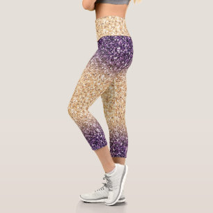 Ombre violet-or Parties scintillant Capri Leggings