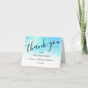 Ombre Watercolor Mariage Merci Cartes - Bleu