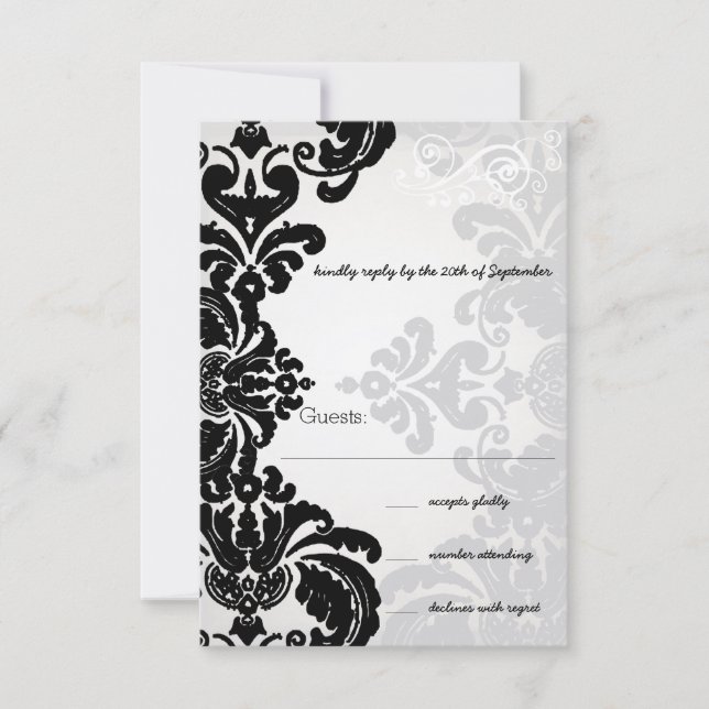 Ombres Damas romantiques Mariage damassé RSVP (Devant)