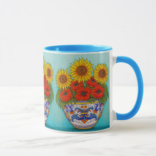 Ombrie Bouquet Poppy Sunflower Café Mug