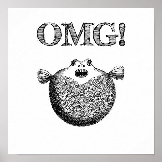 OMG Cute and Funny Blowfish Petite affiche (Devant)