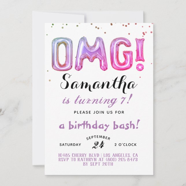 OMG! Invitation Confettis Anniversaire (Devant)