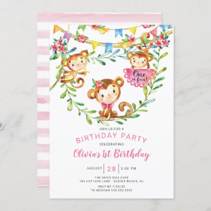 On Est Fun Monkey 1er Anniversaire Invitation