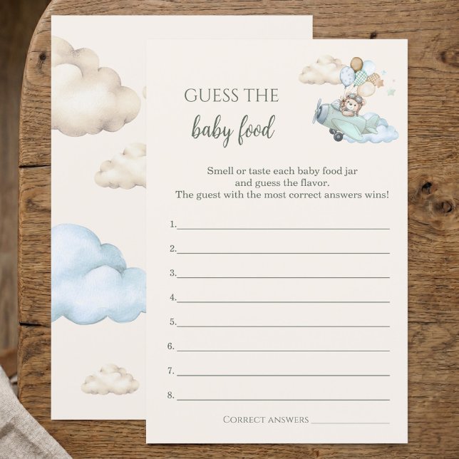 On Peut à peine Attendre Jeu de Shower pour Bébé à (Guess The Baby Food Game Bearly Wait Airplane Boy)