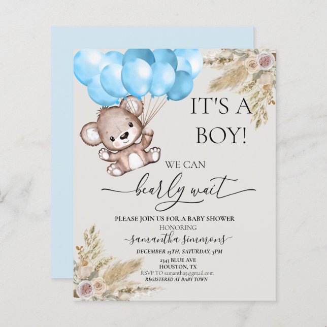 On Peut Attendre Baby shower Teddy Bear Boho Boho  (Devant / Derrière)