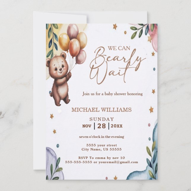 On peut attendre Blue Boy Baby shower Invitation (Devant)