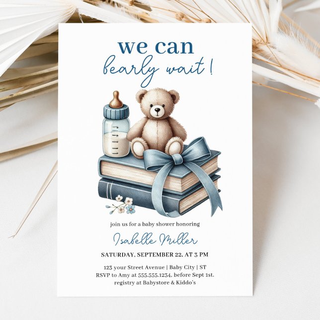 On Peut Attendre ! Invitation baby shower (We Can Bearly Wait! Baby Shower Invitation)