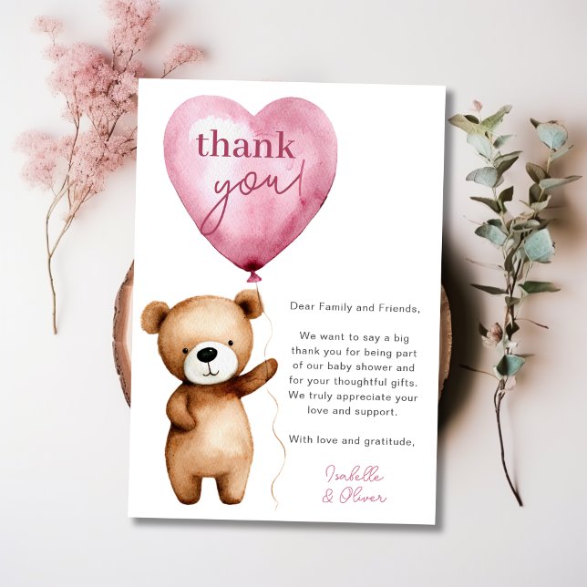 On peut attendre le Carte de remerciements Baby sh (We Can Bearly Wait Girl Baby Shower Thank You Card)
