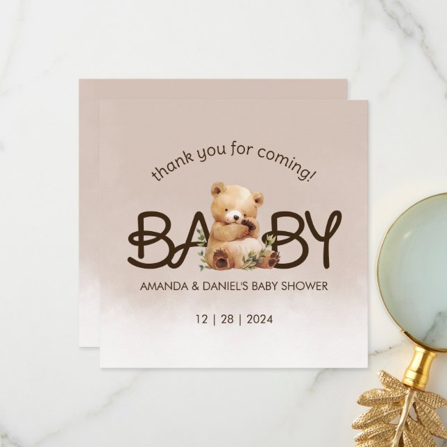 On peut attendre le Merci de Baby shower (Devant/Arrière en situation)