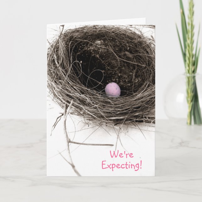 On s'attend ! Carte Faire-part fille bébé (Devant)