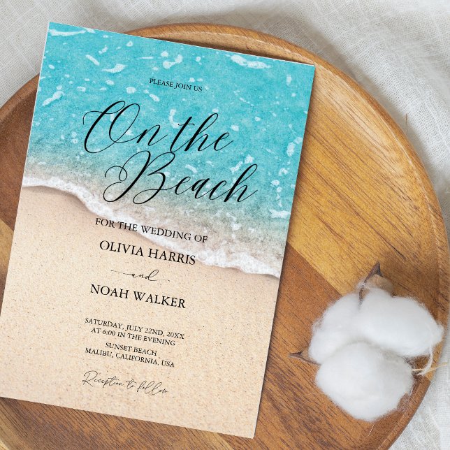 On The Beach Blue Ocean wedding Invitation (Créateur téléchargé)