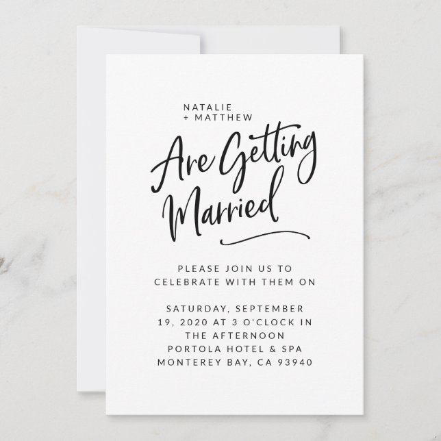 On va se marier faire-part de mariage de script (Devant)