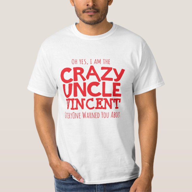 Oncle fol appelé T-shirt typographique rouge de (Devant)