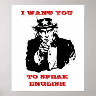 Oncle même affiche "Je veux que tu parles anglais"