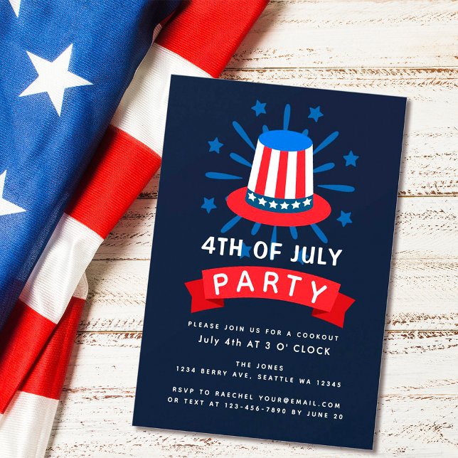 Oncle Sam Casquette 4 juillet Invitation de cuisin (Créateur téléchargé)