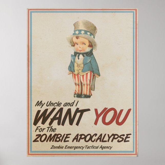 Oncle Sam Nous Voulons Vous Poster Zombie Apocalyp (Devant)