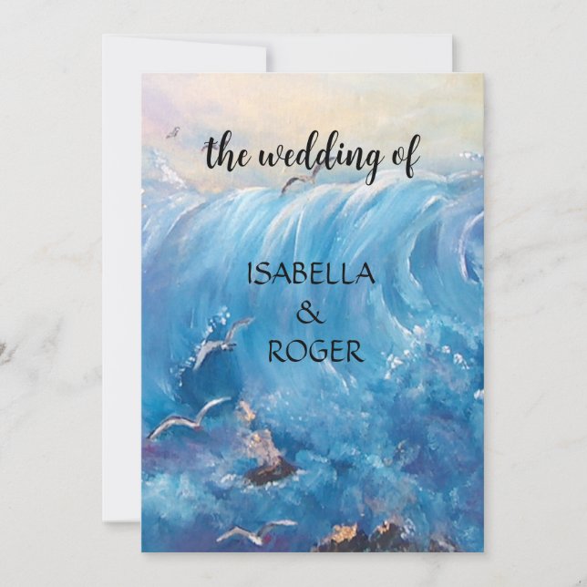 Ondes nautiques avec seaguls Invitation (Devant)