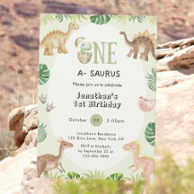 One a Saurus 1er anniversaire Invitation