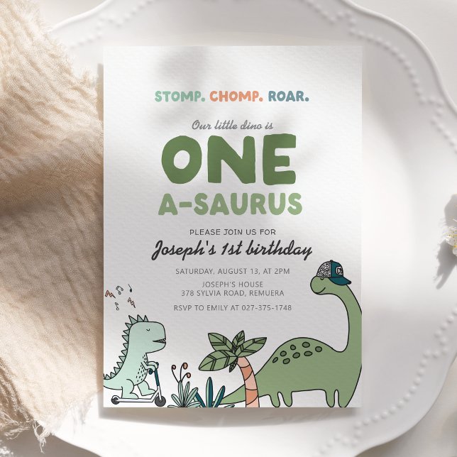 One-a-saurus Birthday Party Invitation (Créateur téléchargé)