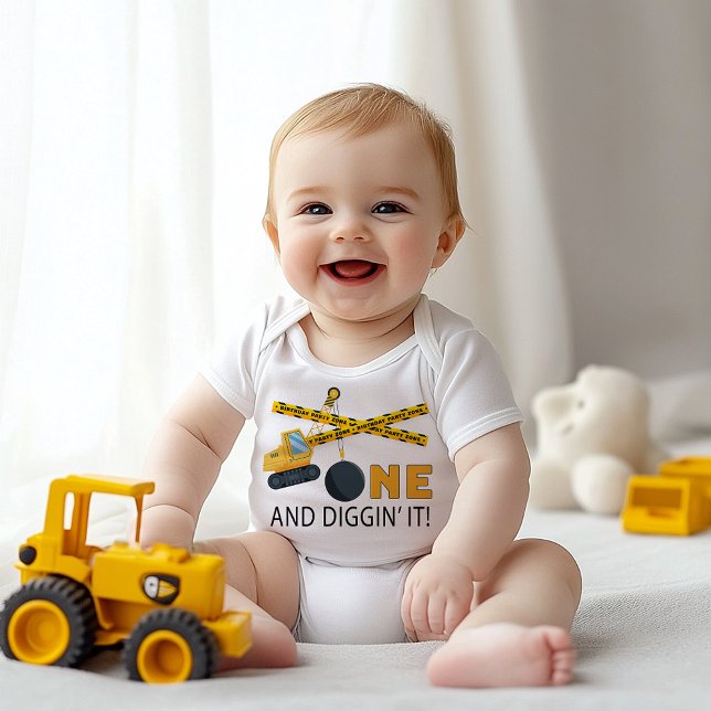 One and Diggin’ It Construction Birthday Baby Body (Birthday Boy Bodysuit)