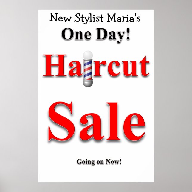 One Day Haircut Sale Beauty Salon Poster (Devant)