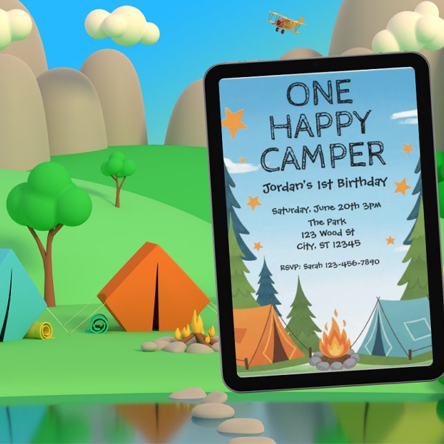 One Happy Camper, 1st birthday invitation (Créateur téléchargé)