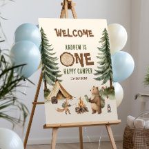 One Happy Camper 1st Birthday Welcome Sign