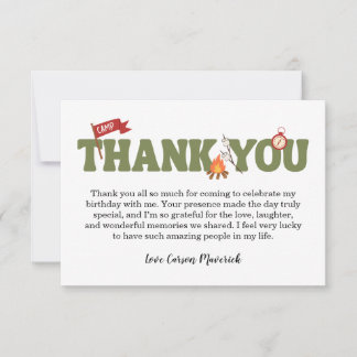 One Happy Camper Boys Birthday Thank You Card