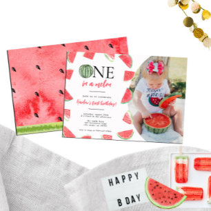 One In a Melon Photo 1er anniversaire Invitation