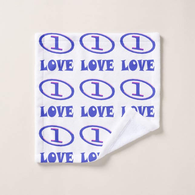 One Love art motif bleu touche pourpre (Gant de toilette)