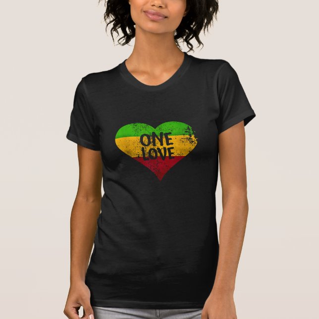 One Love Rastafari T-Shirt Jamaïque Retro Vintage  (Devant)