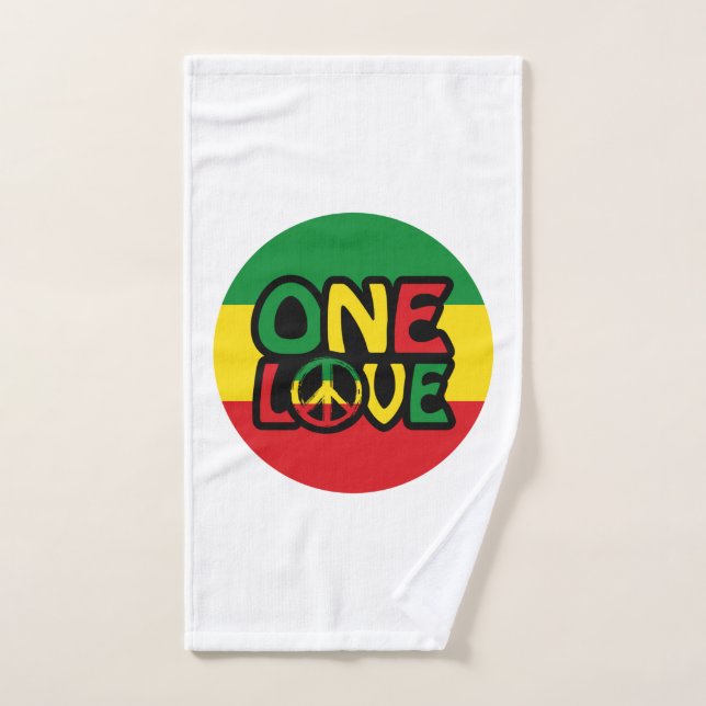 One Love, Reggae design avec des couleurs reggae (Serviette à main)