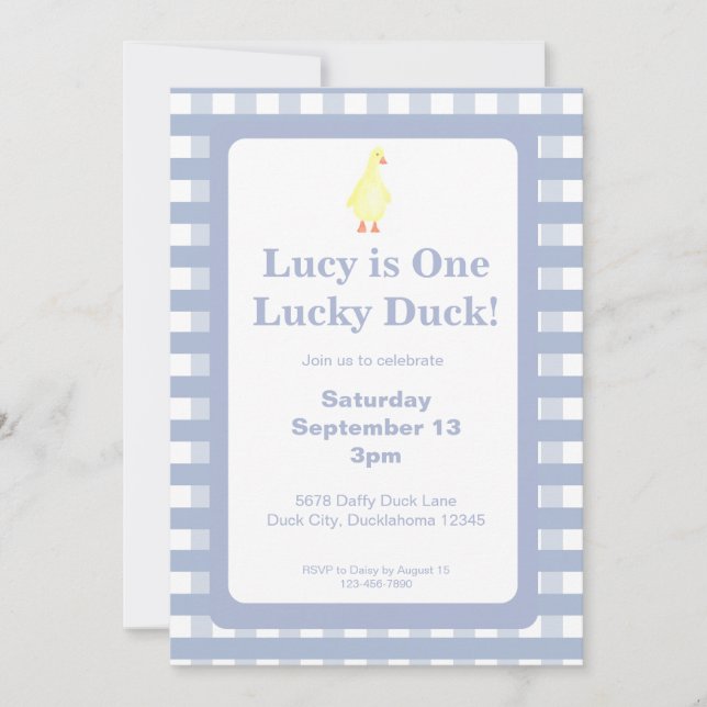 One Lucky Duck Invitation Template (Dusty Blue) (Devant)
