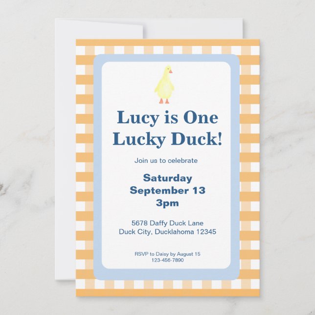 One Lucky Duck Invitation Template (Orange) (Devant)