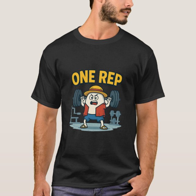 ONE REP Funny Gym Cartoon Egg Workout T-Shirt for  (Devant)