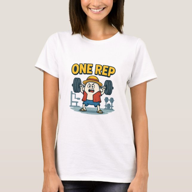 ONE REP Funny Gym Cartoon Egg Workout T-Shirt for  (Devant)