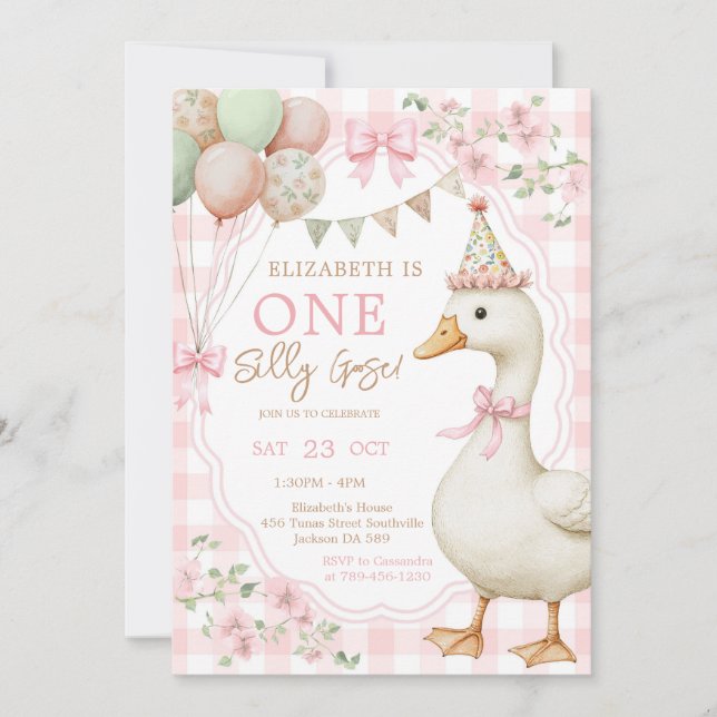 One Silly Goose 1st Birthday Invitation (Devant)