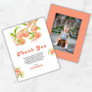 One Sweet Peach 1er Birthday Photo Carte de remerc