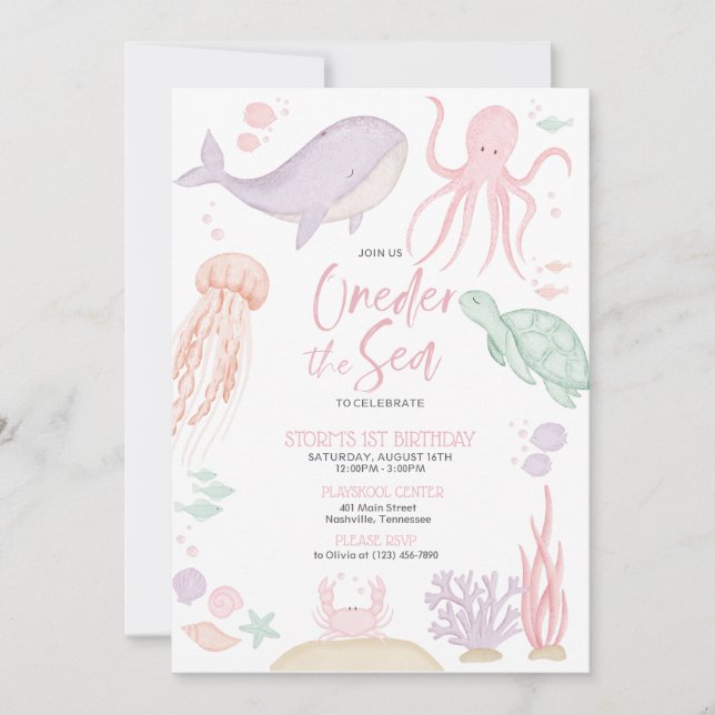 Oneder Sea First Birthday Party Invitation (Devant)