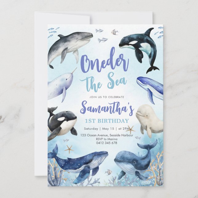 Oneder The Sea 1st Birthday Invitation (Devant)