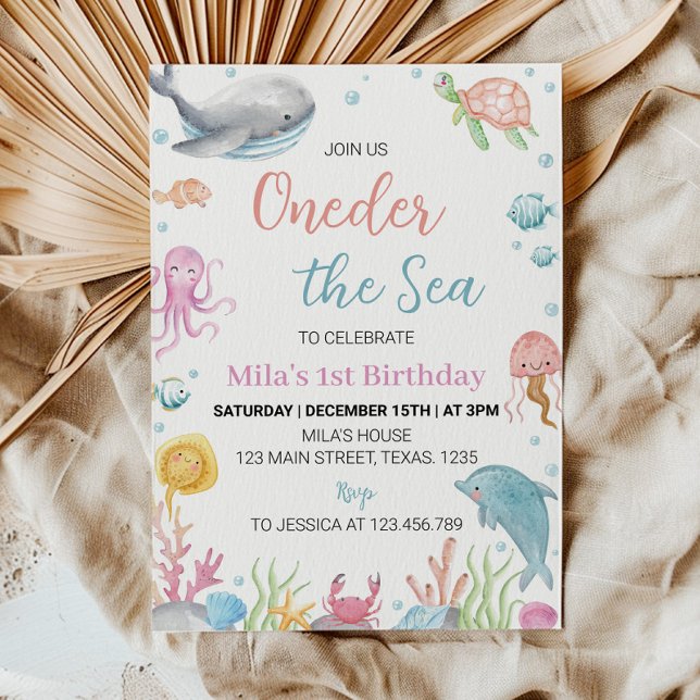 Oneder The Sea Pastel Invitation Anniversaire (Créateur téléchargé)
