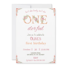Onederday Girl Invitation 1er anniversaire